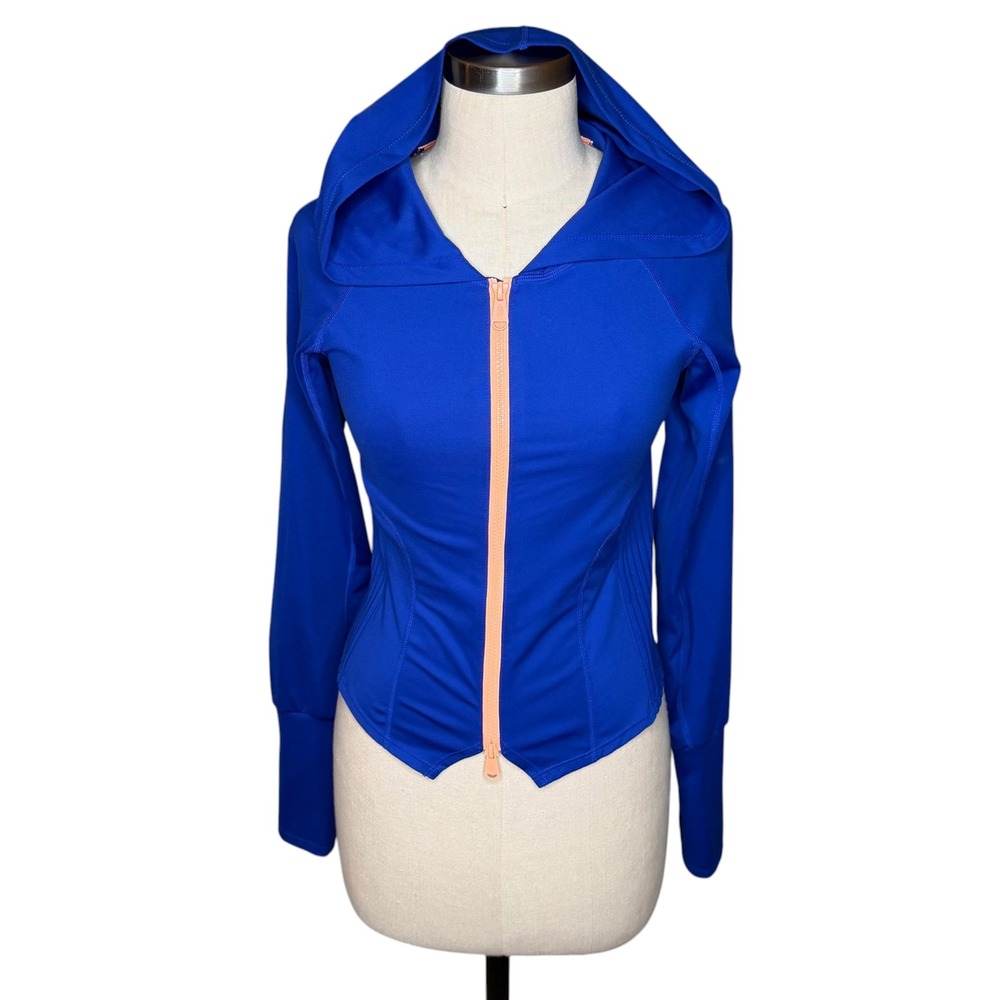 FREE PEOPLE FP Movementโ Zip Hoodie Blue Contrast Zip Women's Size Small Hooded